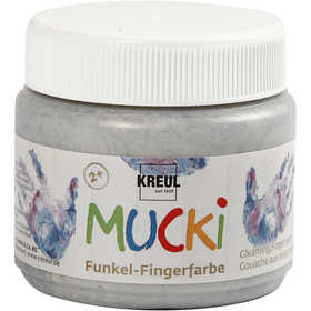 MUCKI Peinture au doigt, argent métallique, 150 ml/ 1 boîte [HOB-34752]