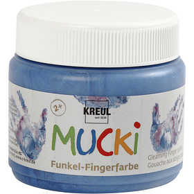MUCKI Peinture au doigt, bleu métallique, 150 ml/ 1 boîte [HOB-34755]