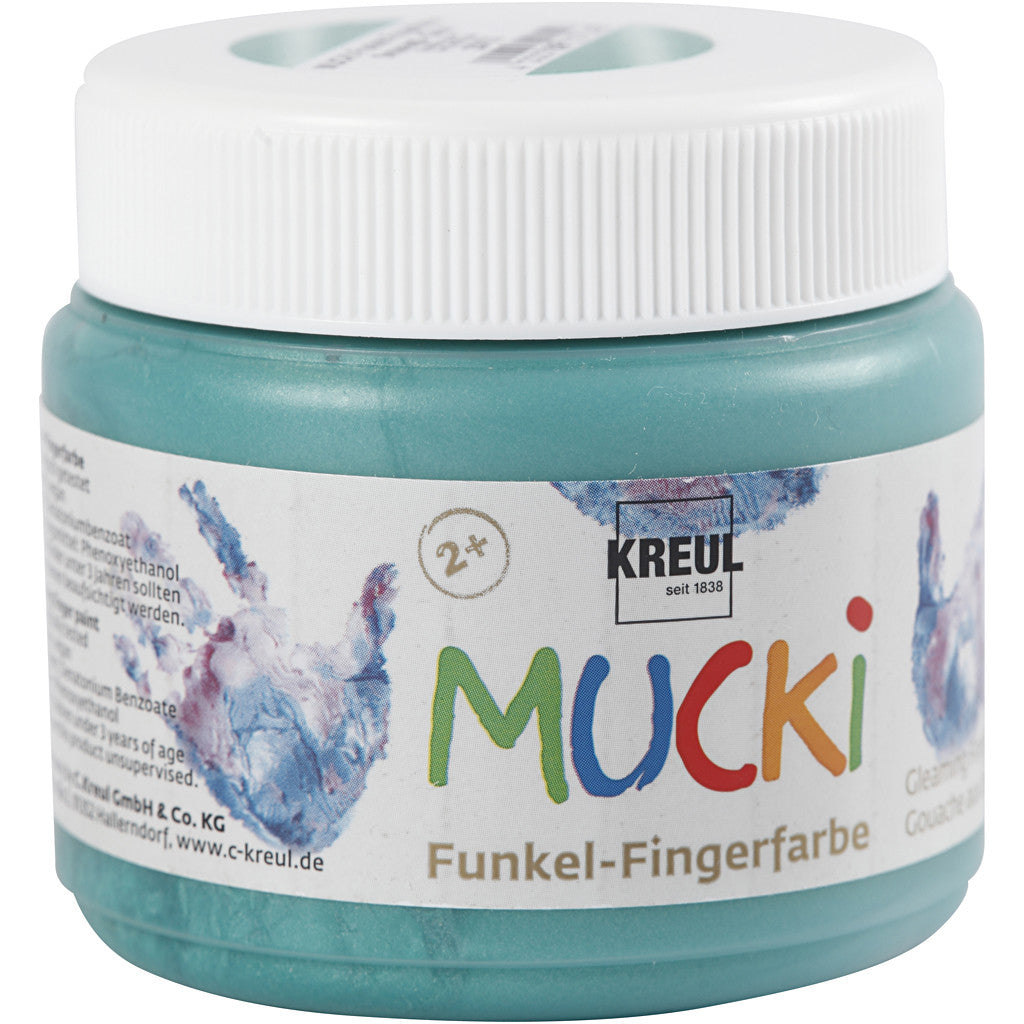 MUCKI Peinture au doigt, vert métallique, 150 ml/ 1 boîte [HOB-34756]