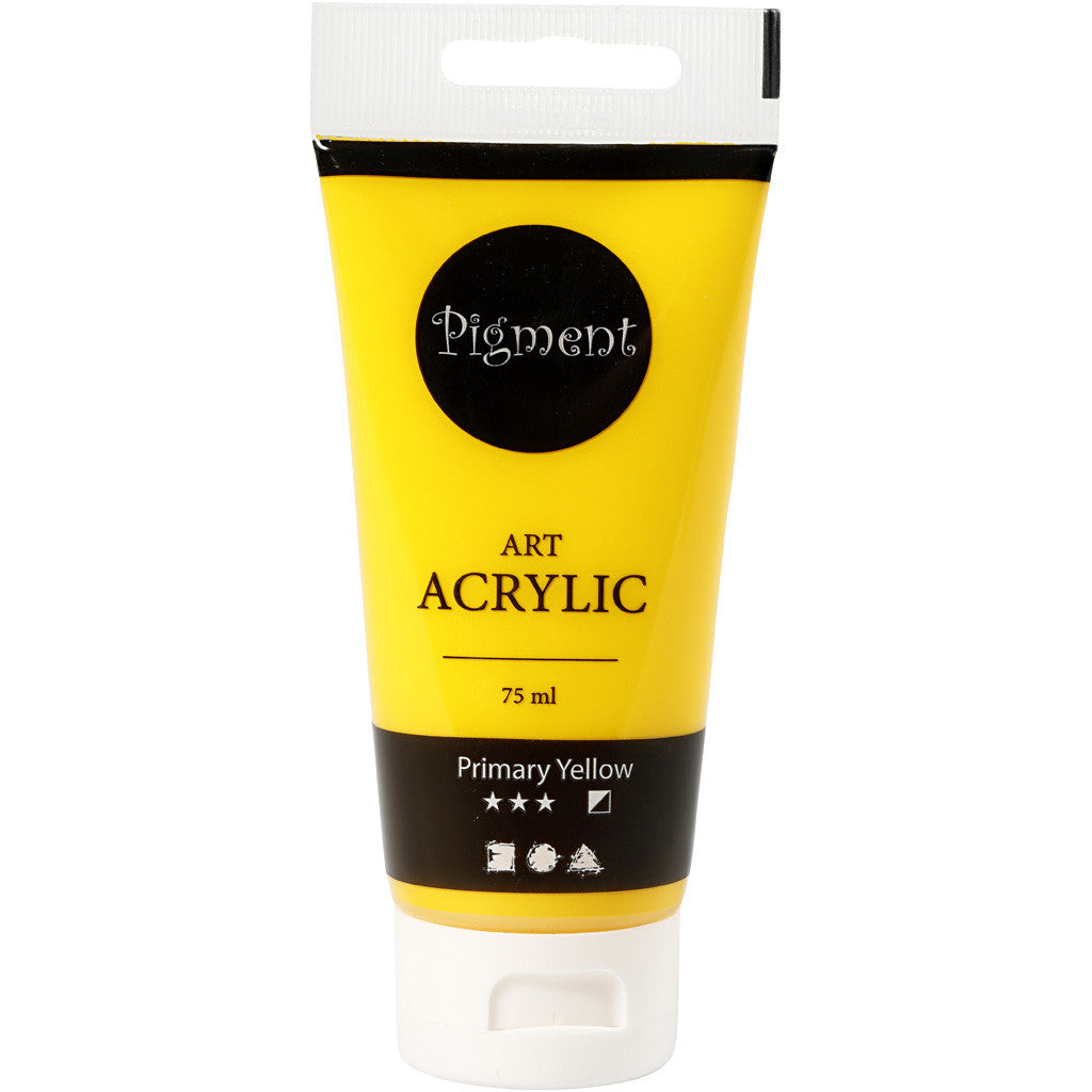 Peinture Acrylique, semi-brillant, semi opaque, jaune primaire, 75 ml/ 1 flacon [HOB-35143]