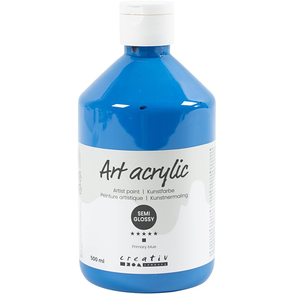 Art Acrylic, semi-glossy, transparent, primary blue, 500 ml/ 1 bottle