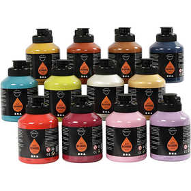 Peinture Acrylique, semi-brillant, couleur extra, 12x500 ml/ 1 Pq. [HOB-35479]