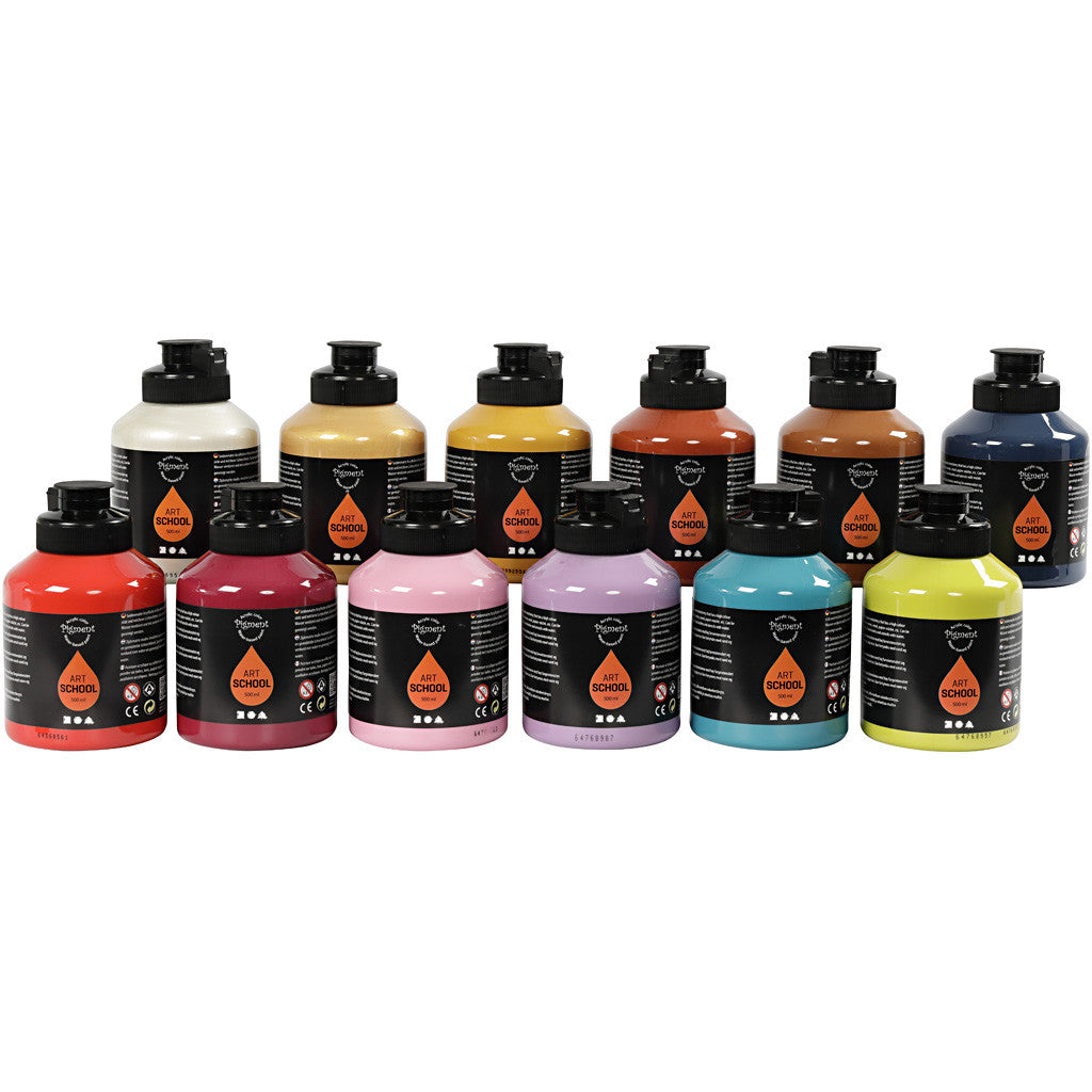 Peinture Acrylique, semi-brillant, couleur extra, 12x500 ml/ 1 Pq. [HOB-35479]
