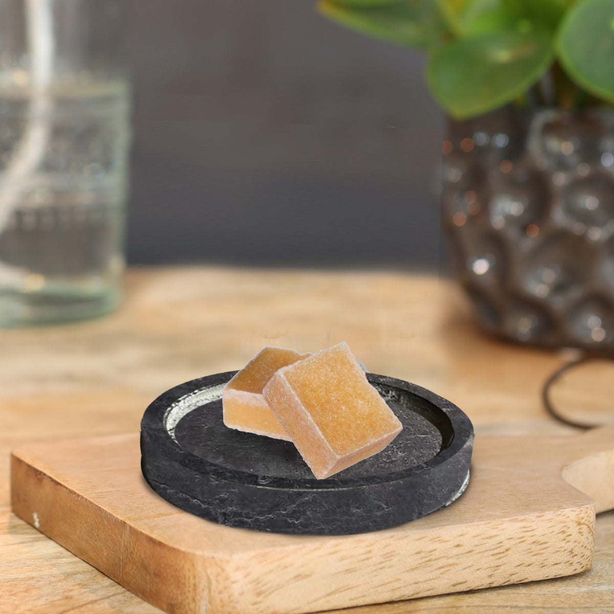 Plat en cire de ciment gris foncé Ø8 x H2 cm (12 pcs) [IFS-36051]