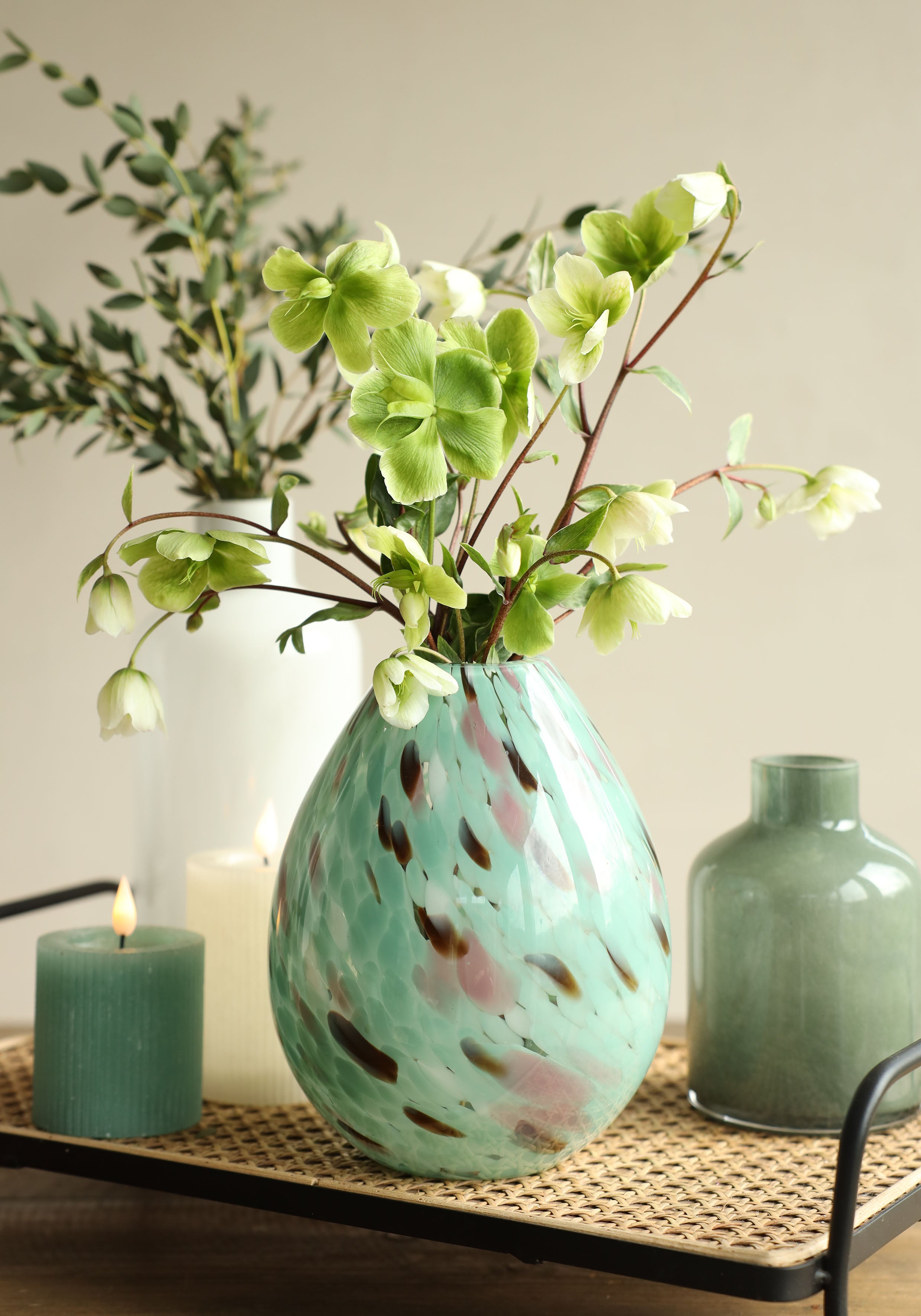 Bougie pilier LED Ø7 h. 7,5cm vert eucalyptus (1 pc) [IFS-32605]