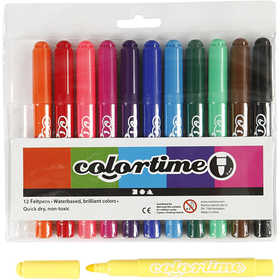 Feutres Colortime, trait 5 mm, couleurs classiques, 12 pièces/ 1 Pq. [HOB-37330]