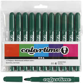 Feutres Colortime, trait 5 mm, vert foncé, 12 pièces/ 1 Pq. [HOB-37335]