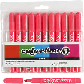 Feutres Colortime, trait 5 mm, rose, 12 pièces/ 1 Pq. [HOB-37339]