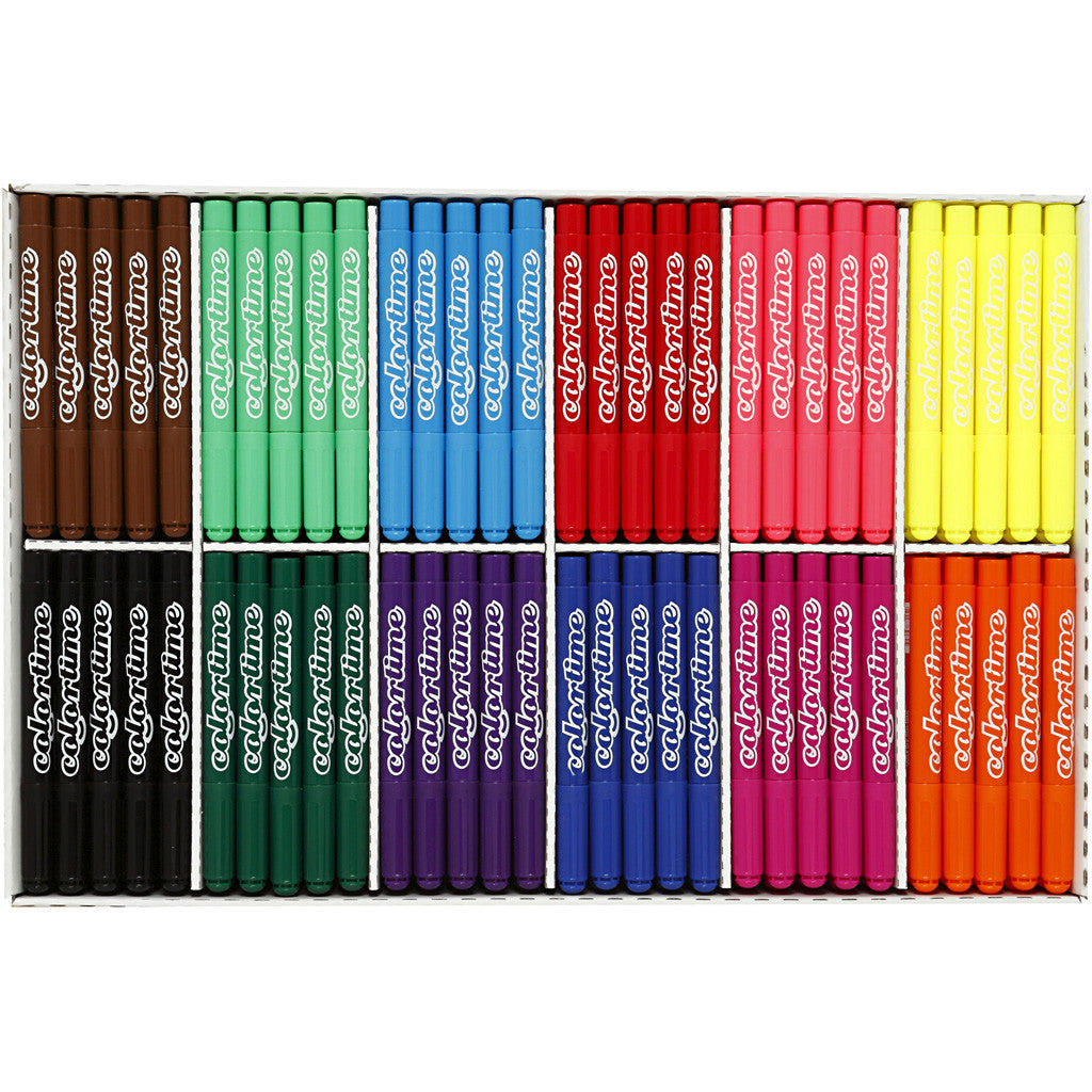 Feutres Colortime, trait 5 mm, couleurs classiques, 12x24 pièces/ 1 Pq. [HOB-37345]