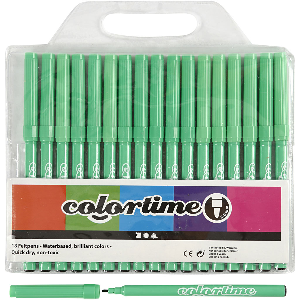 Colortime Marker, light green, line 2 mm, 18 pc