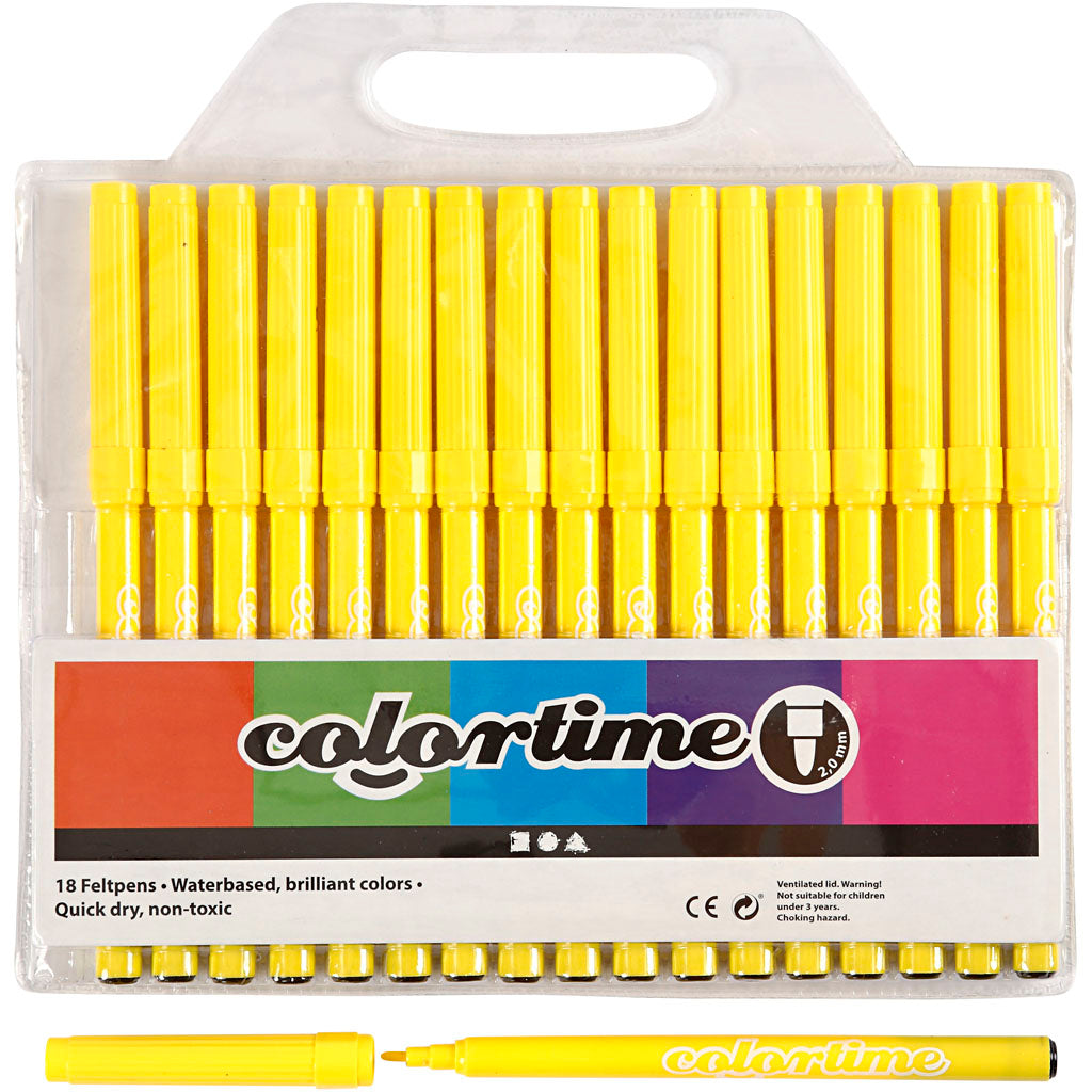 Colortime Markers, line 2 mm, lemon yellow, 18 pc