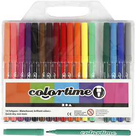 Feutres Colortime, trait 2 mm, ass. de couleurs, 18 pièces/ 1 Pq. [HOB-373548]