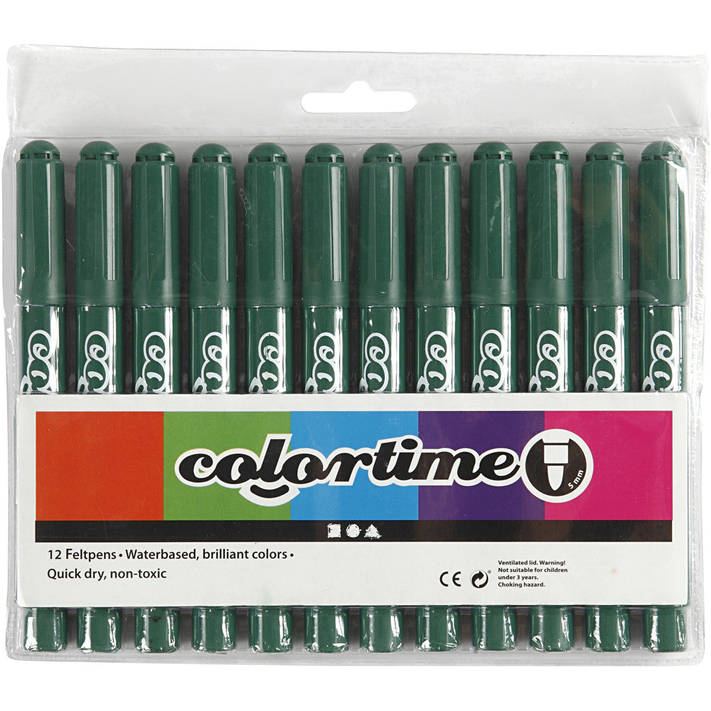 Feutres Colortime, trait 5 mm, vert, 12 pièces/ 1 Pq. [HOB-37358]