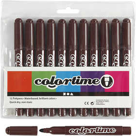 Feutres Colortime, trait 5 mm, brun foncé, 12 pièces/ 1 Pq. [HOB-37360]