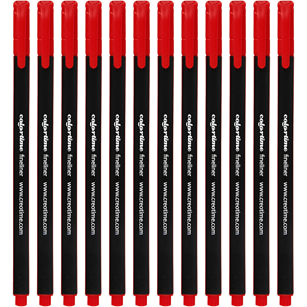 Feutres Fineliner Colortime, trait 0,6-0,7 mm, rouge, 12 pièces/ 1 Pq. [HOB-373640]
