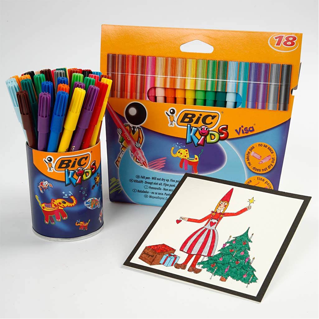 BIC Feutre Visa Fin, trait 1,6 mm, ass. de couleurs, 18 pièces/ 1 Pq. [HOB-37592]