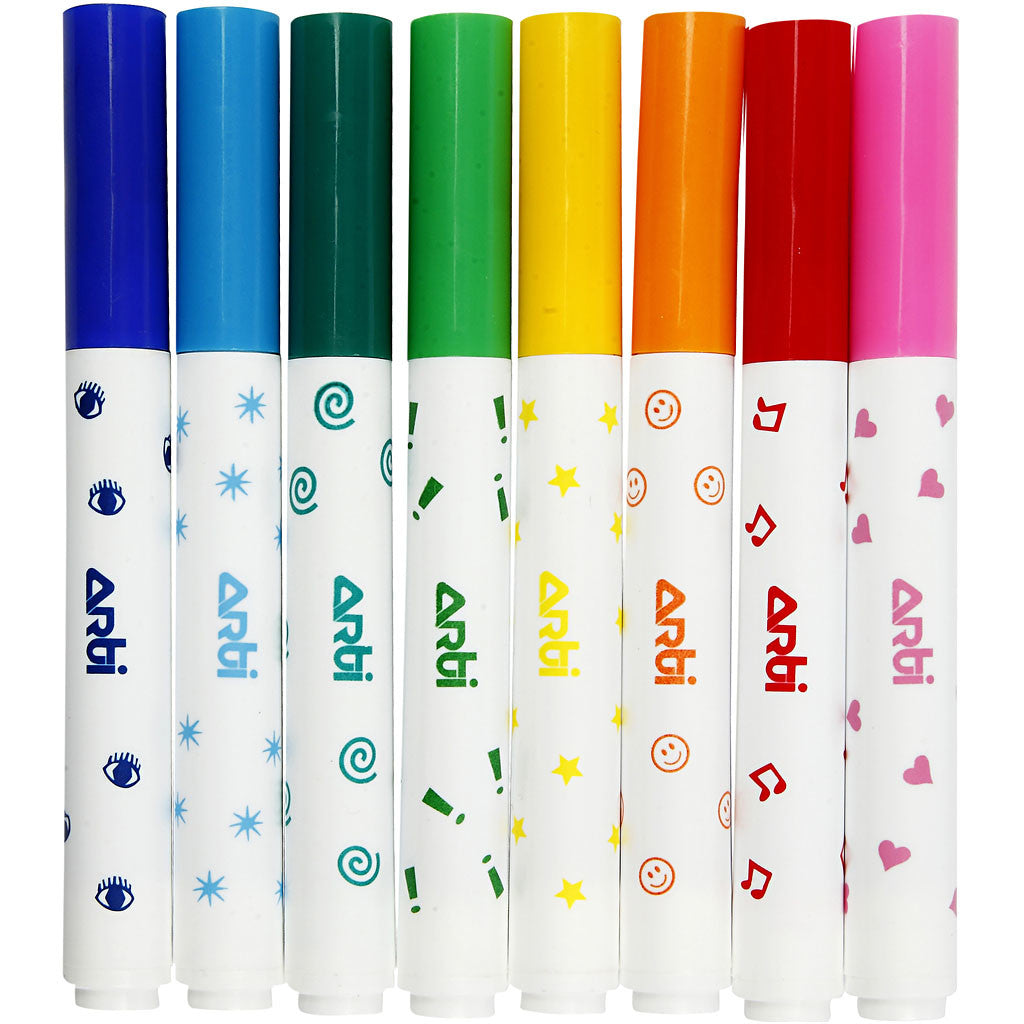 Feutres Tampons, ass. de couleurs, 8 pièces/ 1 Pq. [HOB-37985]