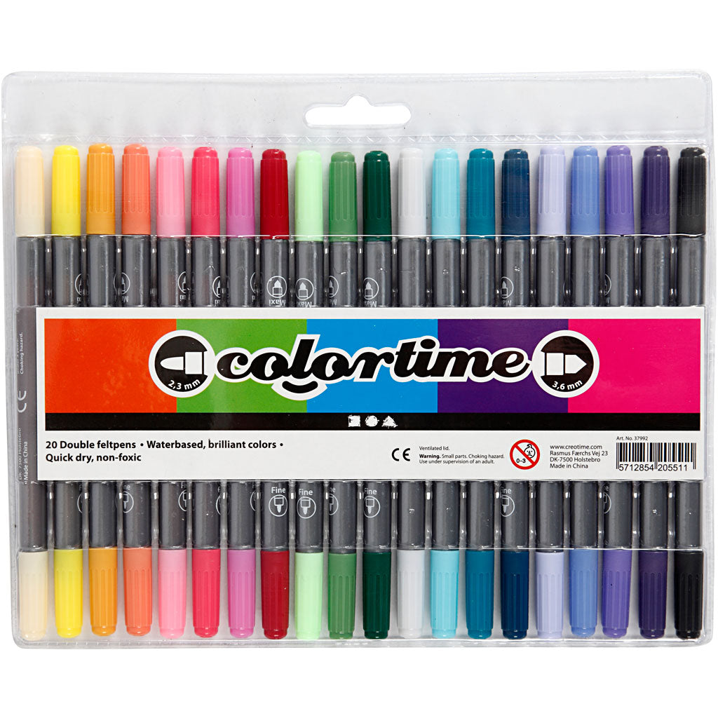 Feutres Colortime Double Pointe, trait 2,3+3,6 mm, couleur extra, 20 pièces/ 1 Pq. [HOB-37992]