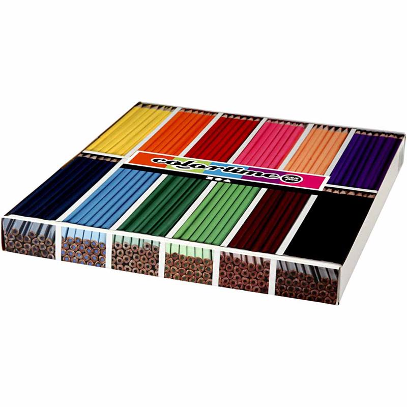 Crayons de Couleur Colortime, L: 17,45 cm, mine 3 mm, ass. de couleurs, 12x24pièce/ 1 Pq. [HOB-38092]