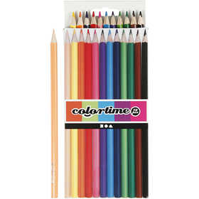 Crayons de Couleur Colortime, L : 17,45 cm, mine 3 mm, ass. de couleurs, 12 pièces/ 1 Pq. [HOB-38093]