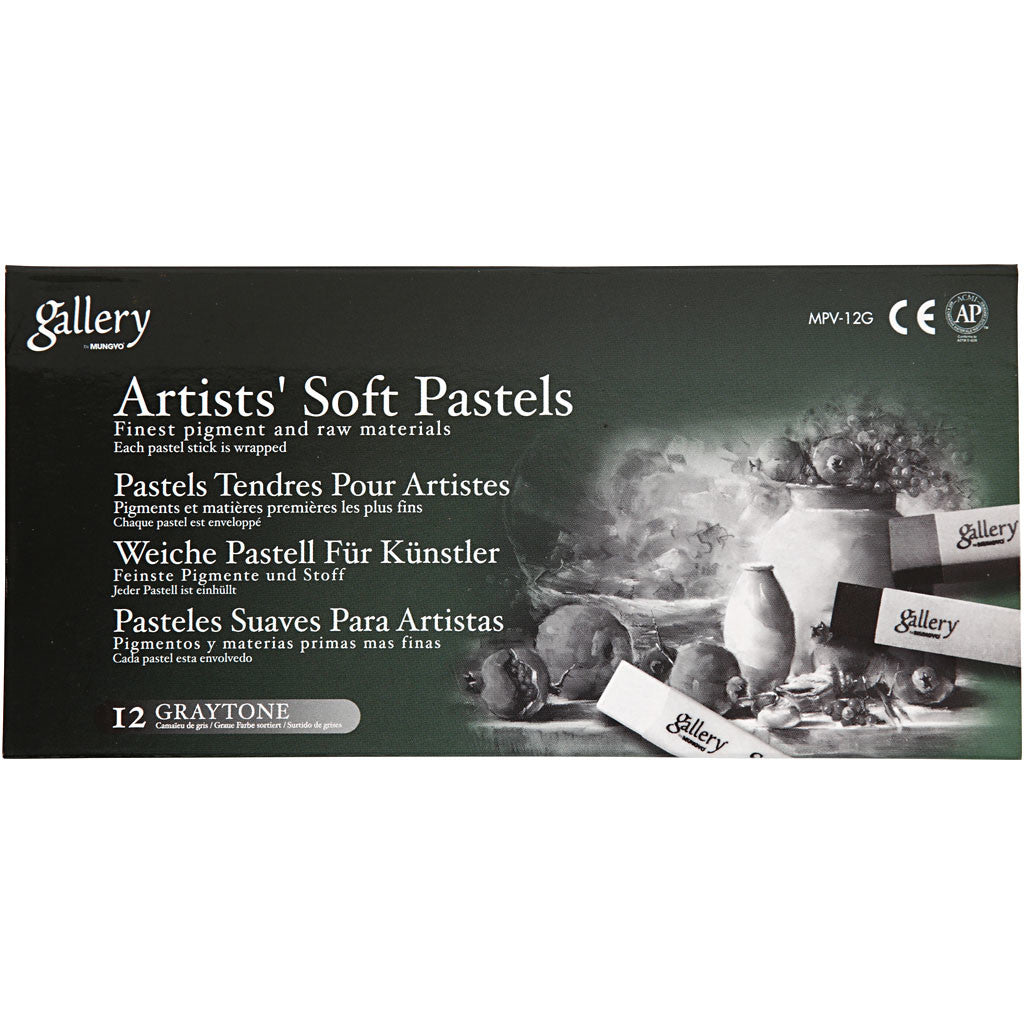 Pastels Tendres Gallery Set, L : 6,5 cm, ép. 10 mm, harmonie noir/blanc, 12 pièces/ 1 Pq. [HOB-38160]