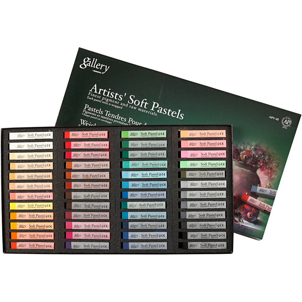 Gallery Soft Pastel Set, L: 6,5 cm, thickness 10 mm, assorted colours, 48 pc