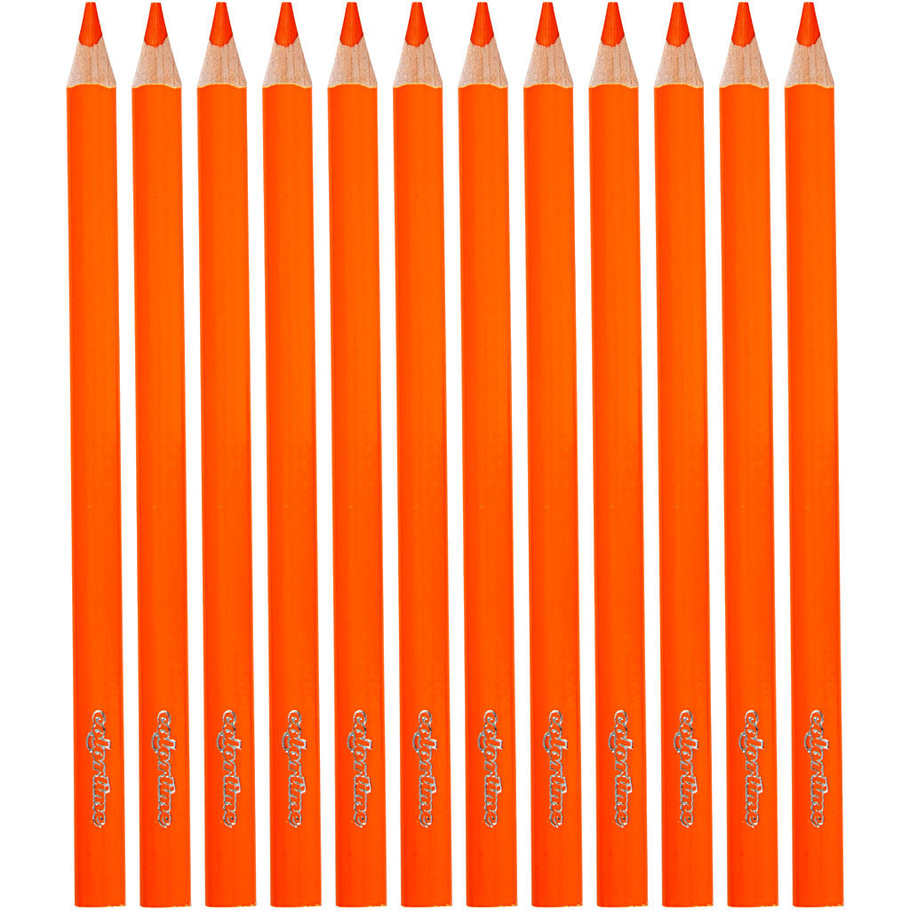 Crayons de Couleur Colortime, L : 17,45 cm, mine 5 mm, JUMBO, orange, 12 pièces/ 1 Pq. [HOB-38171]
