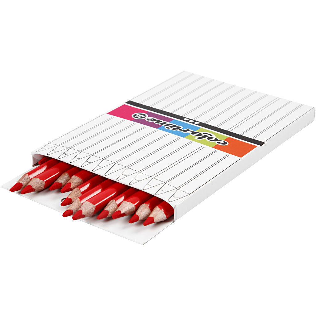 Crayons de Couleur Colortime, L : 17,45 cm, mine 5 mm, JUMBO, rouge, 12 pièces/ 1 Pq. [HOB-38172]