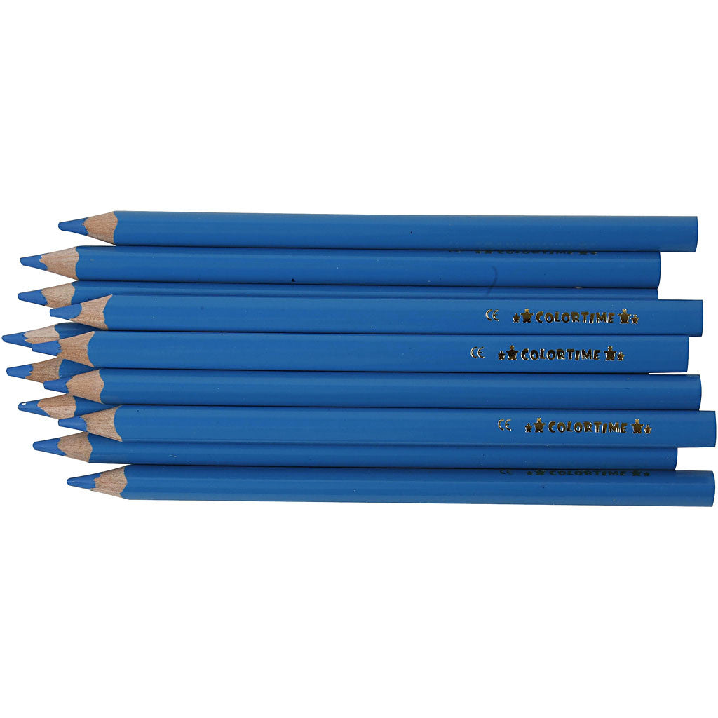 Crayons de Couleur Colortime, L : 17,45 cm, mine 5 mm, JUMBO, bleu, 12 pièces/ 1 Pq. [HOB-38176]
