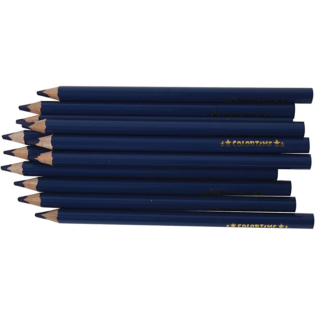 Crayons de Couleur Colortime, L : 17,45 cm, mine 5 mm, JUMBO, bleu foncé, 12 pièces/ 1 Pq. [HOB-38177]