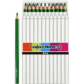 Crayons de Couleur Colortime, L : 17,45 cm, mine 5 mm, JUMBO, vert, 12 pièces/ 1 Pq. [HOB-38179]