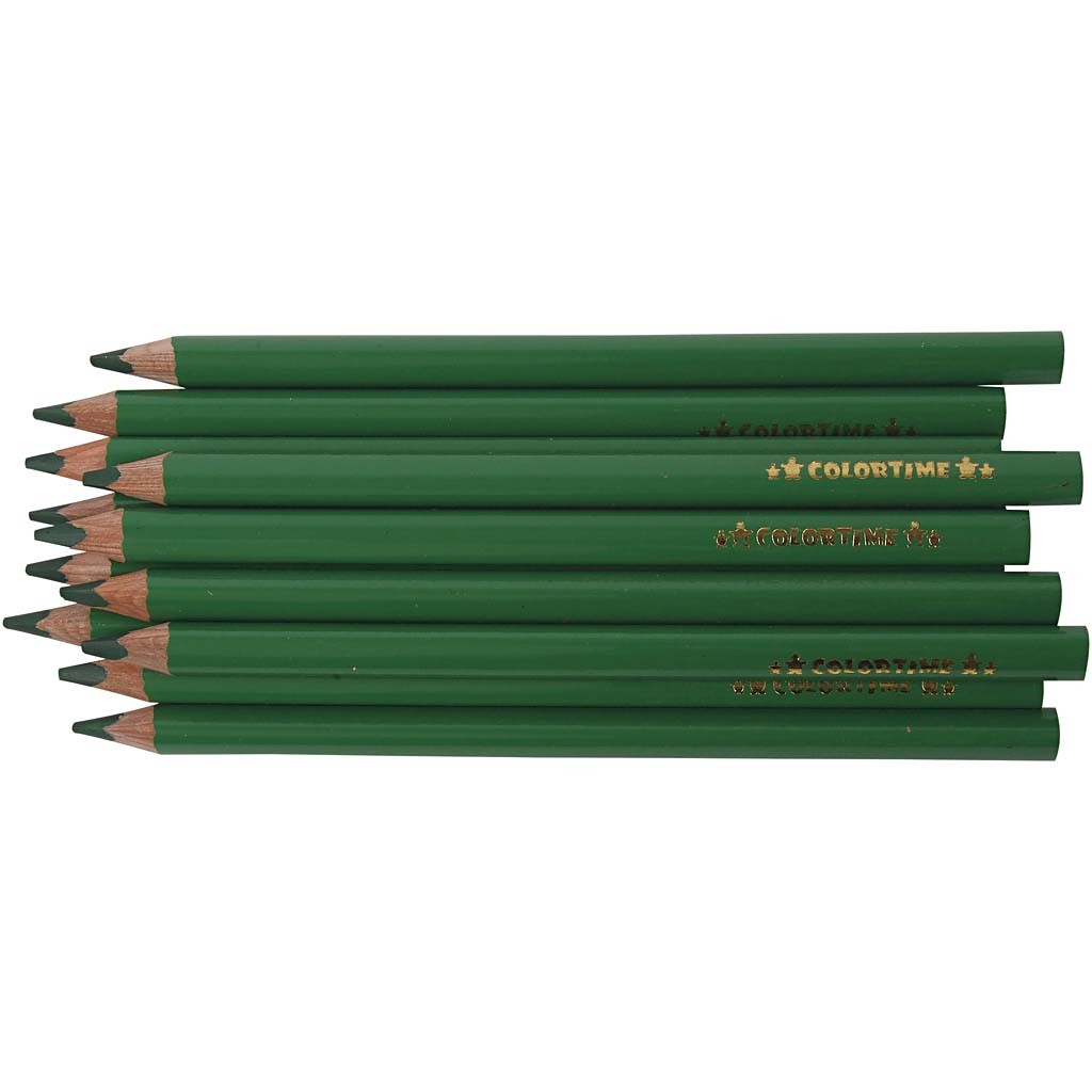 Crayons de Couleur Colortime, L : 17,45 cm, mine 5 mm, JUMBO, vert, 12 pièces/ 1 Pq. [HOB-38179]