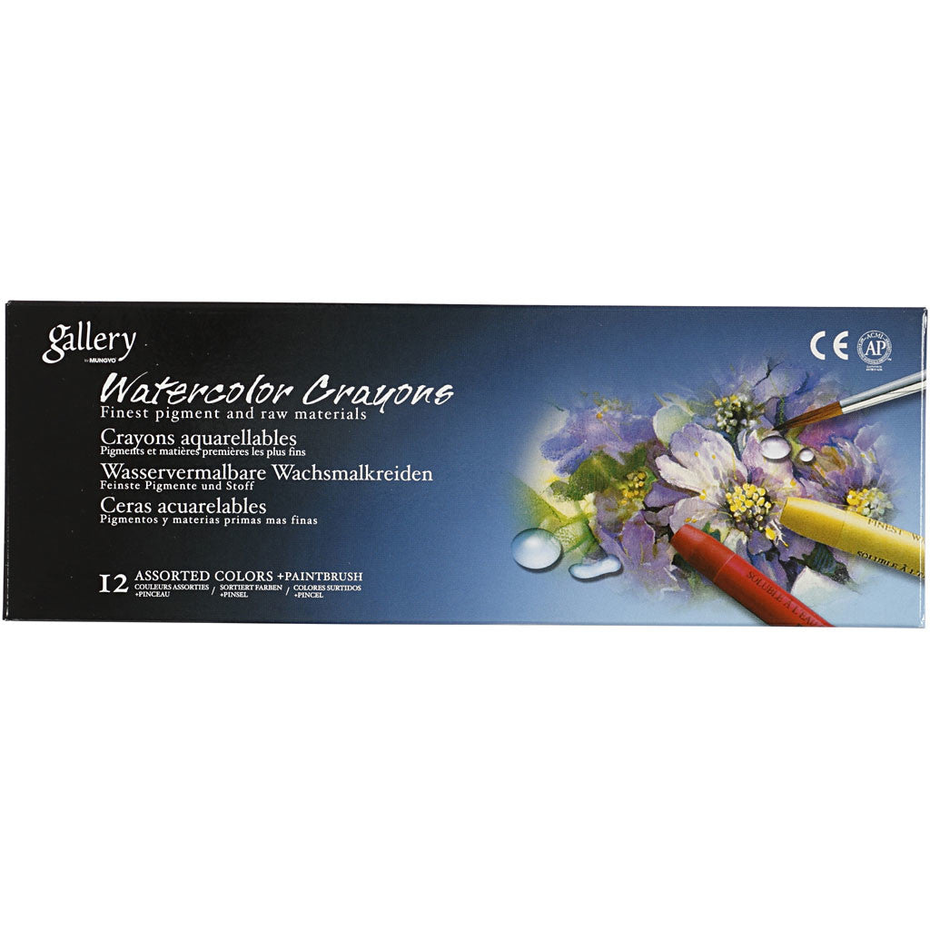 Pastels à la cire aquarellables, L : 9,3 cm, ép. 8 mm, blanc (301), 12 pièces/ 1 Pq. [HOB-38288]