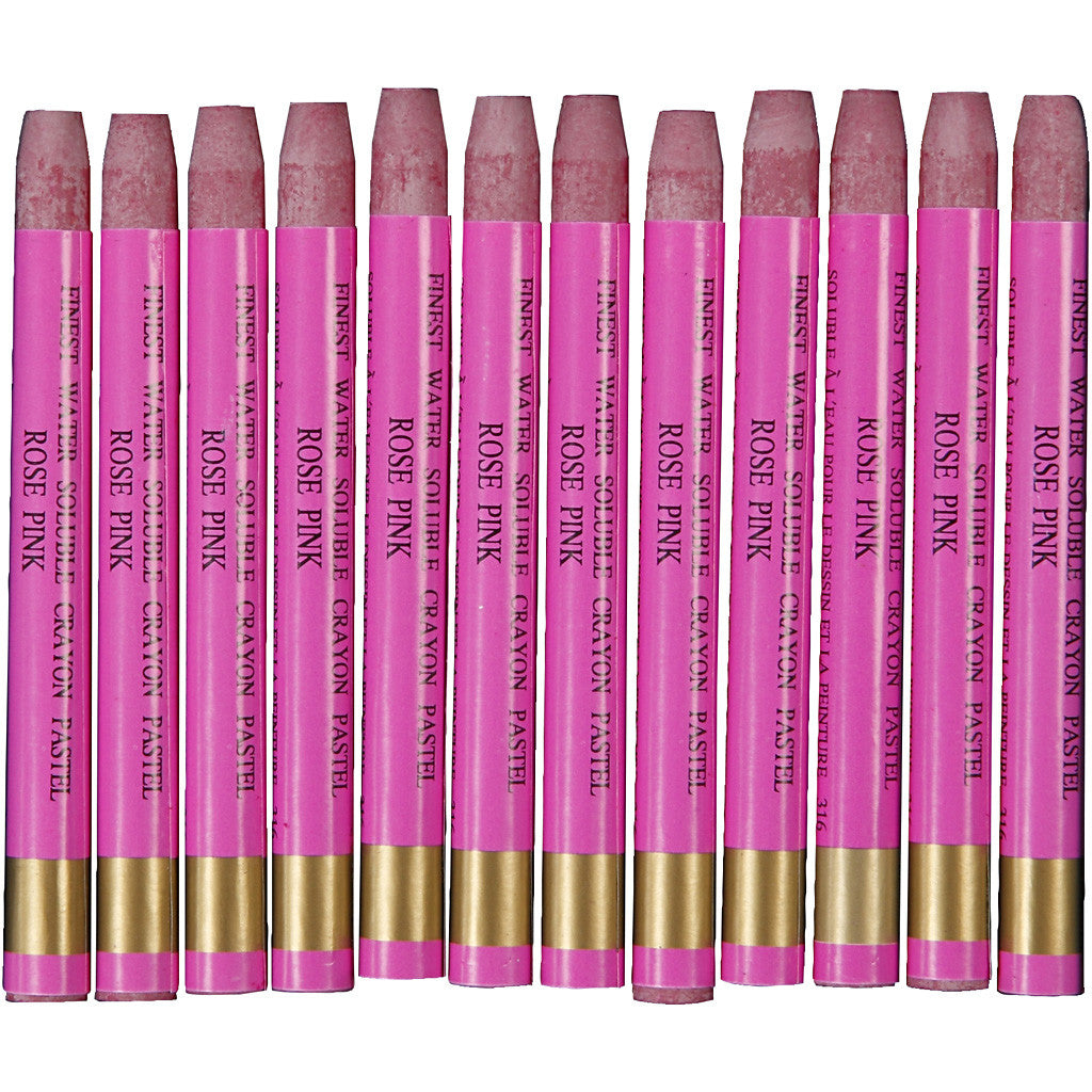 Pastels à la cire aquarellables, L : 9,3 cm, ép. 8 mm, rose froid (316), 12 pièces/ 1 Pq. [HOB-38316]