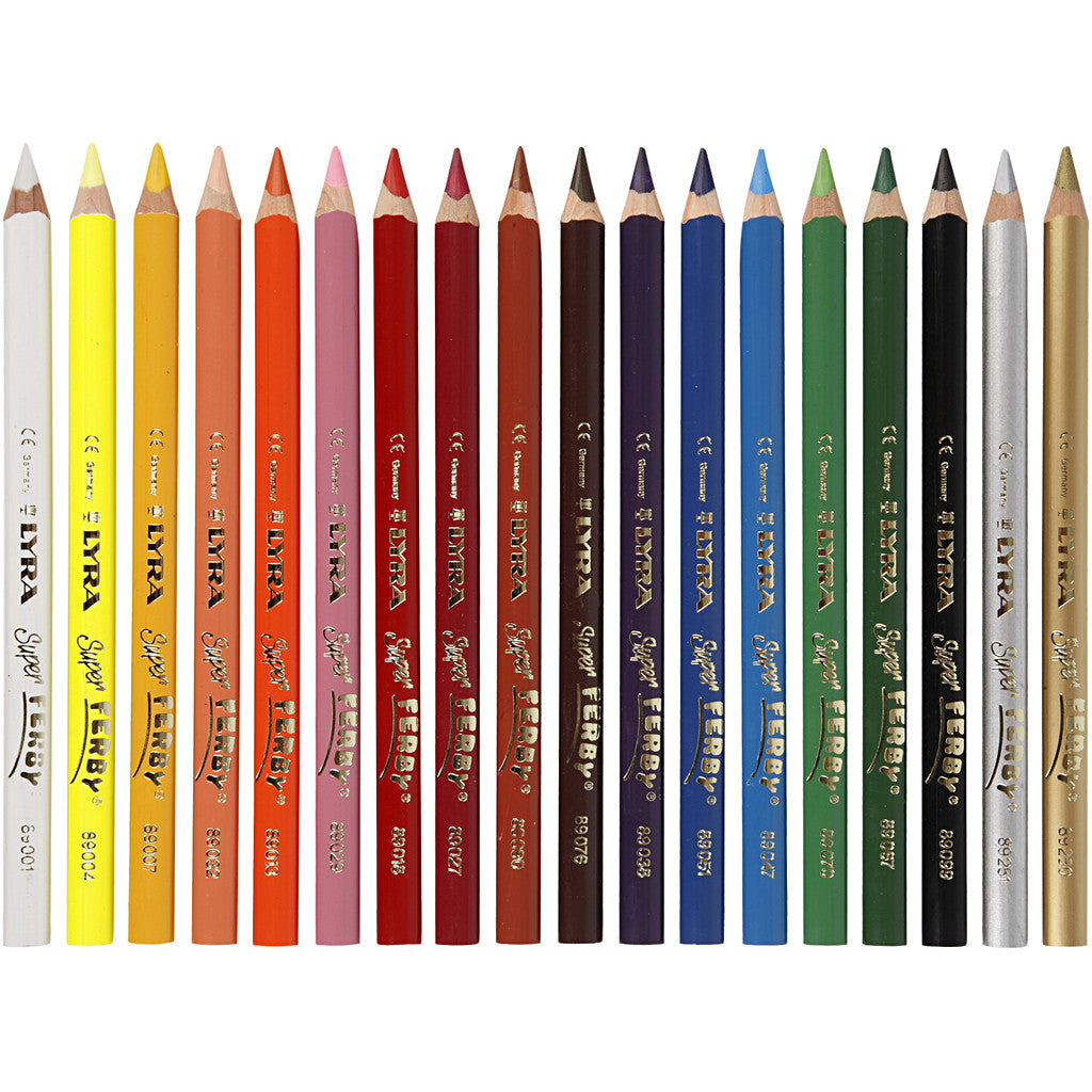 Crayons de couleur Lyra Super Ferby 1, L : 18 cm, mine 6,25 mm, ass. de couleurs, 18 pièces/ 1 Pq. [HOB-38386]