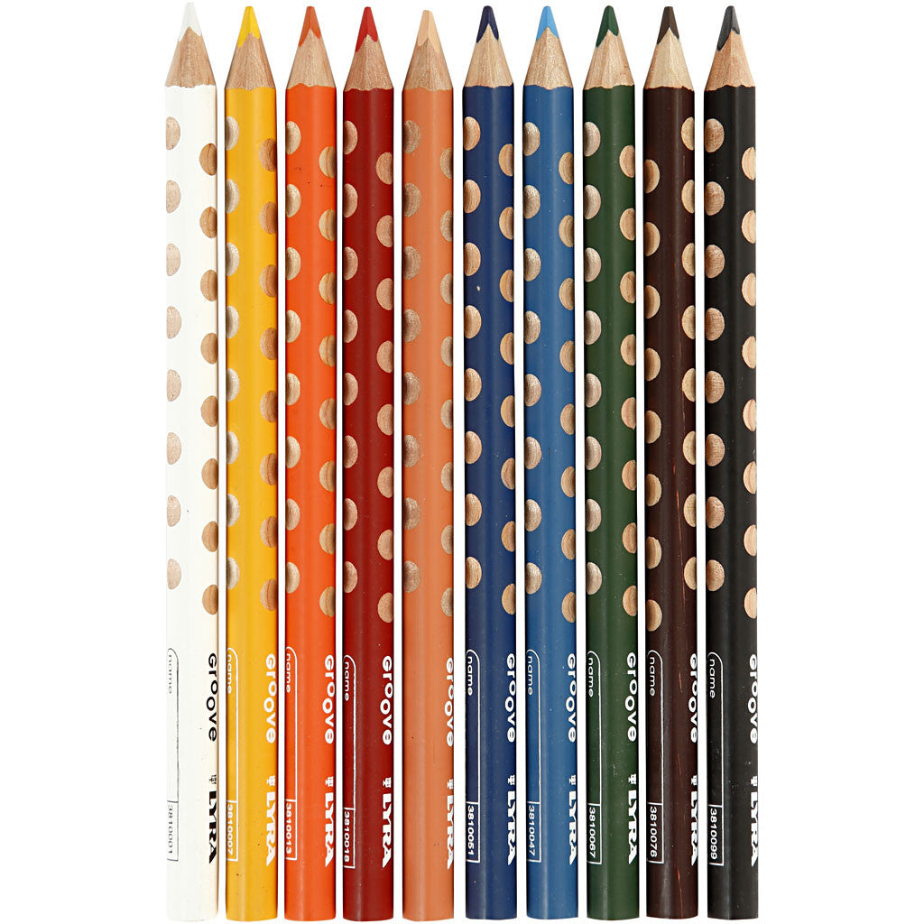 Crayons de Couleur Groove, L : 18 cm, mine 4.25 mm, ass. de couleurs, 10 pièces/ 1 Pq. [HOB-38502]
