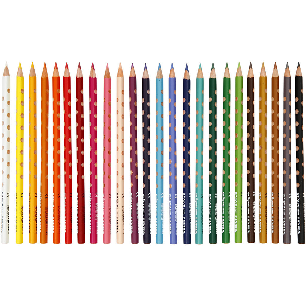 Crayons de couleur Groove Slim, L : 18 cm, mine 3,3 mm, ass. de couleurs, 24 pièces/ 1 Pq. [HOB-38506]