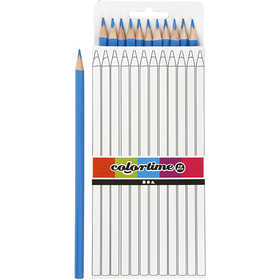 Crayons de Couleur Colortime, L : 17 cm, mine 3 mm, bleu clair, 12 pièces/ 1 Pq. [HOB-38576]
