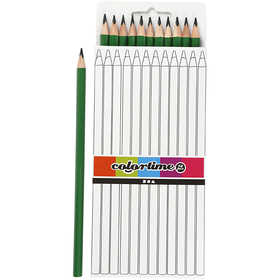 Crayons de Couleur Colortime, L : 17 cm, mine 3 mm, vert, 12 pièces/ 1 Pq. [HOB-38579]