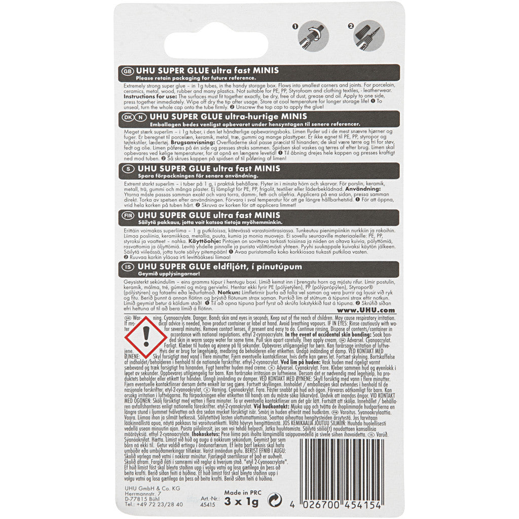 Colle UHU SUPER, 3x1 gr/ 1 Pq. [HOB-39072]