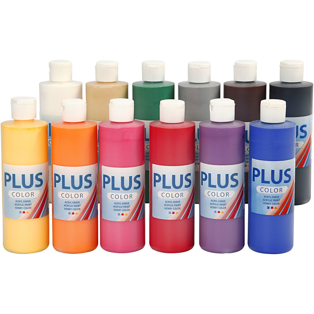 Peinture Acrylique Plus Color, couleurs classiques, 12x250 ml/ 1 Pq. [HOB-39494]