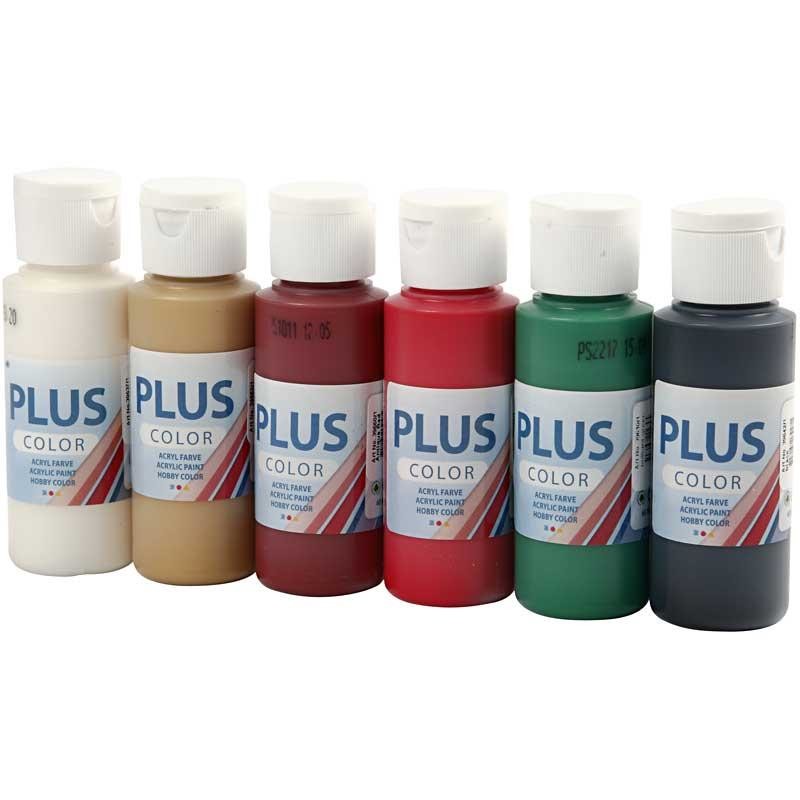 Peinture Acrylique Plus Color, couleurs de noël, 6x60 ml/ 1 Pq. [HOB-39696]