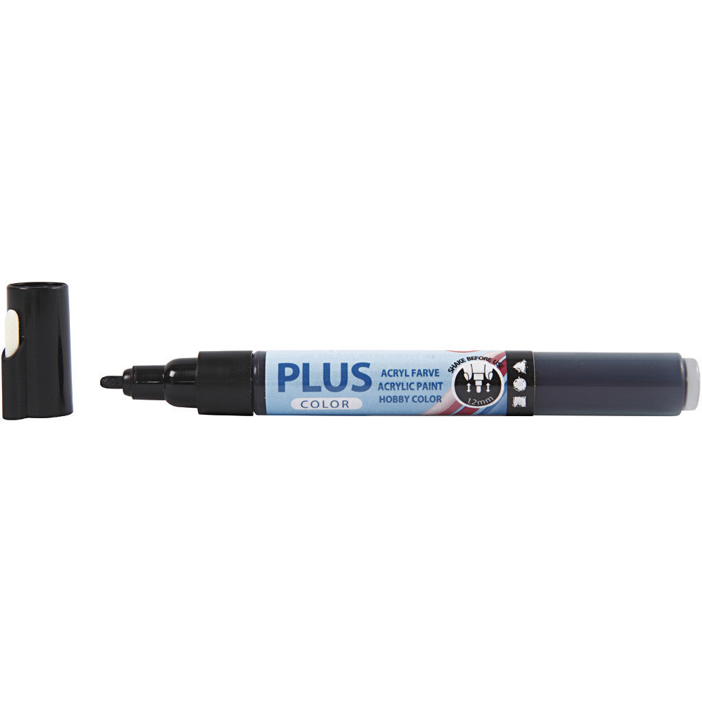 Feutres Plus Color, L : 14,5 cm, trait 1-2 mm, noir, 5,5 ml, 1 pièce [HOB-39842]