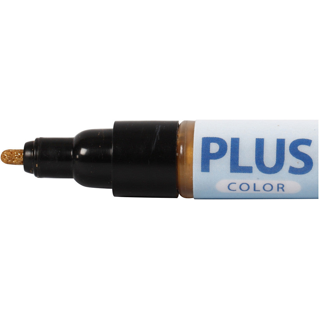 Feutres Plus Color, L : 14,5 cm, trait 1-2 mm, or, 5,5 ml, 1 pièce [HOB-39852]
