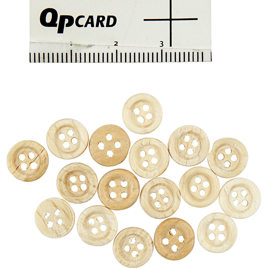 Boutons en bois, d 8 mm, 2 trous, 50 pièces/ 1 Pq. [HOB-403011]