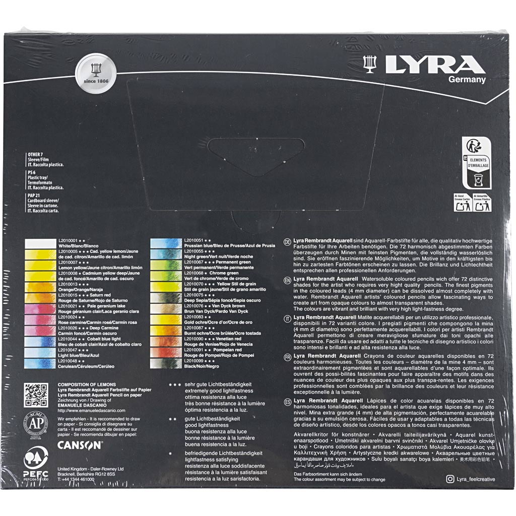 crayons aquarellables Lyra Rembrandt, ass. de couleurs, 24 pièces/ 1 Pq. [HOB-403024]