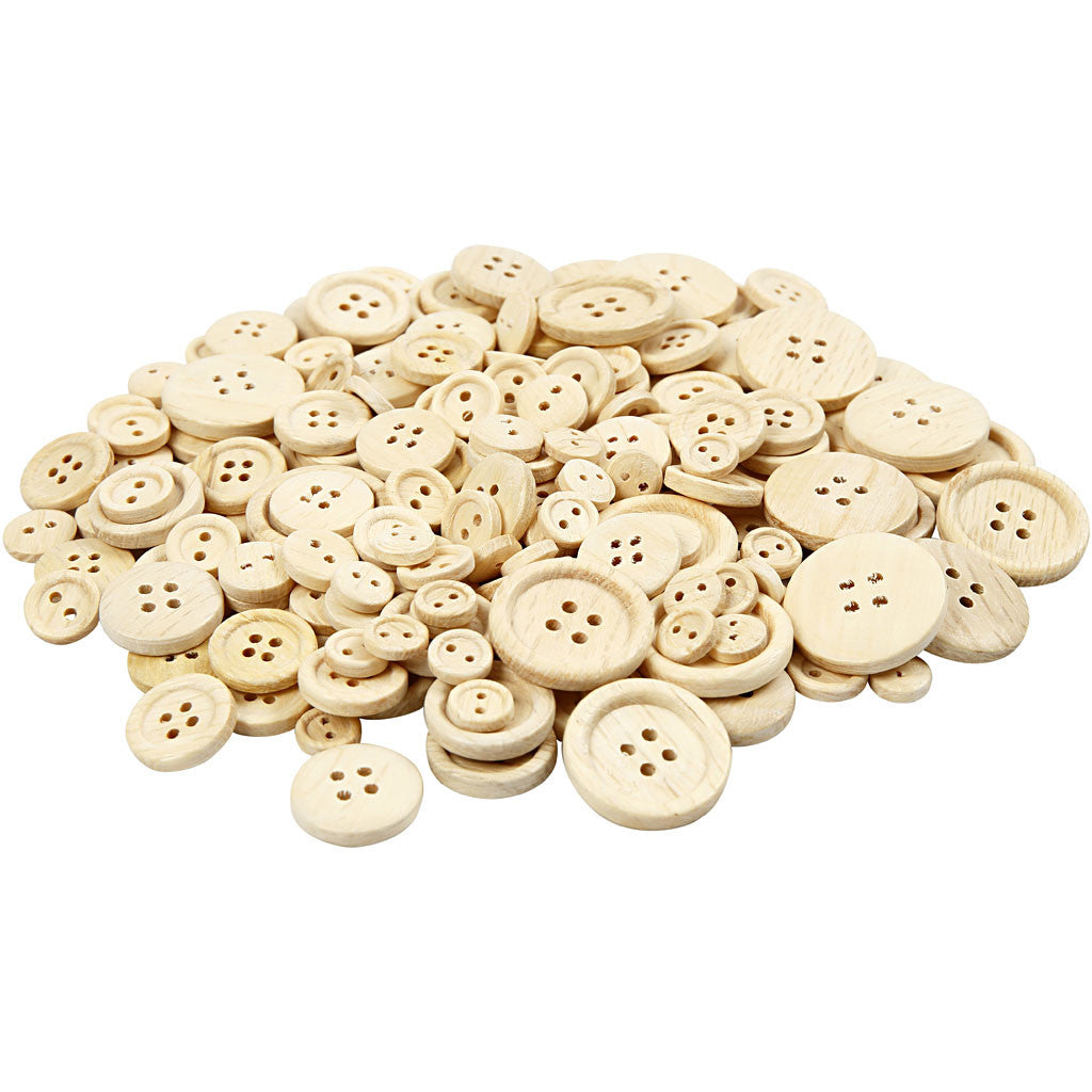 Boutons en bois, d 8+11+15+18+23 mm, 440 pièces/ 1 Pq. [HOB-40309]