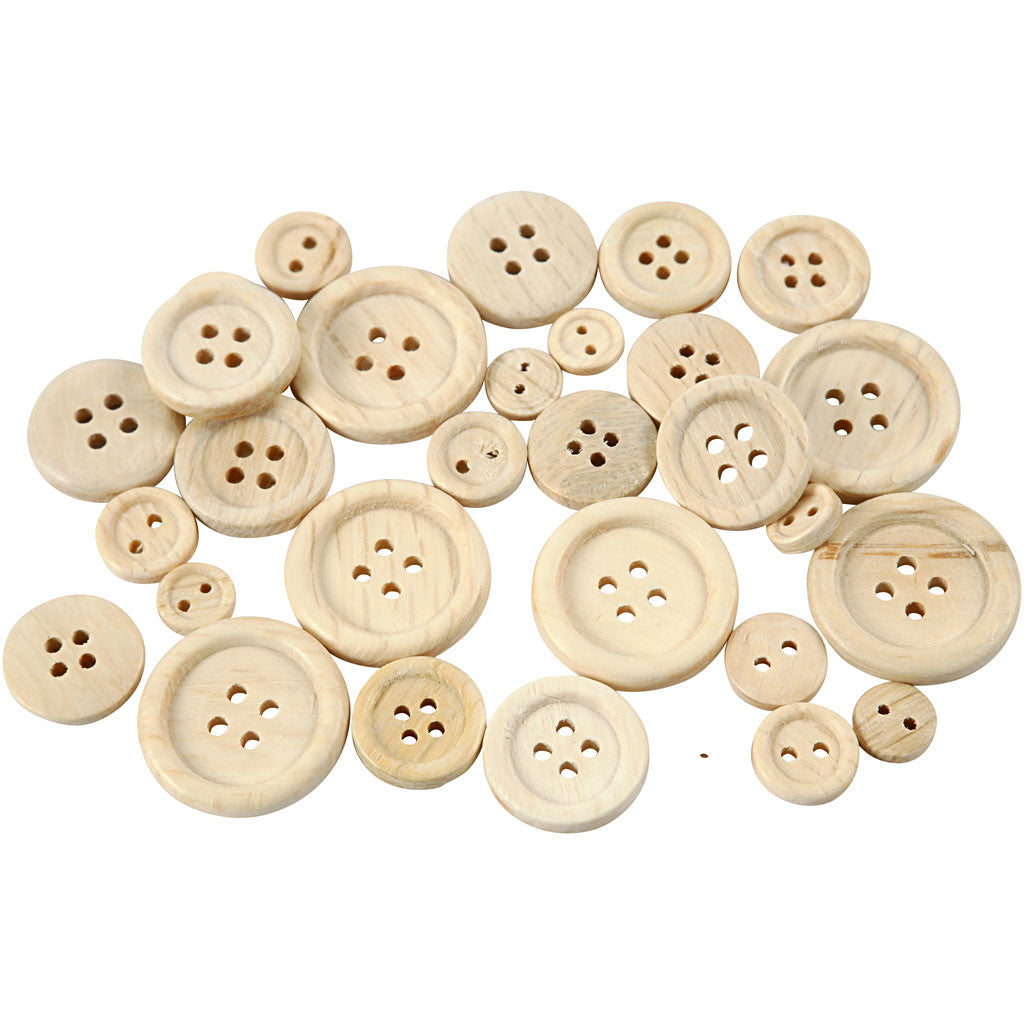 Boutons en bois, d 8+11+15+18+23 mm, 440 pièces/ 1 Pq. [HOB-40309]