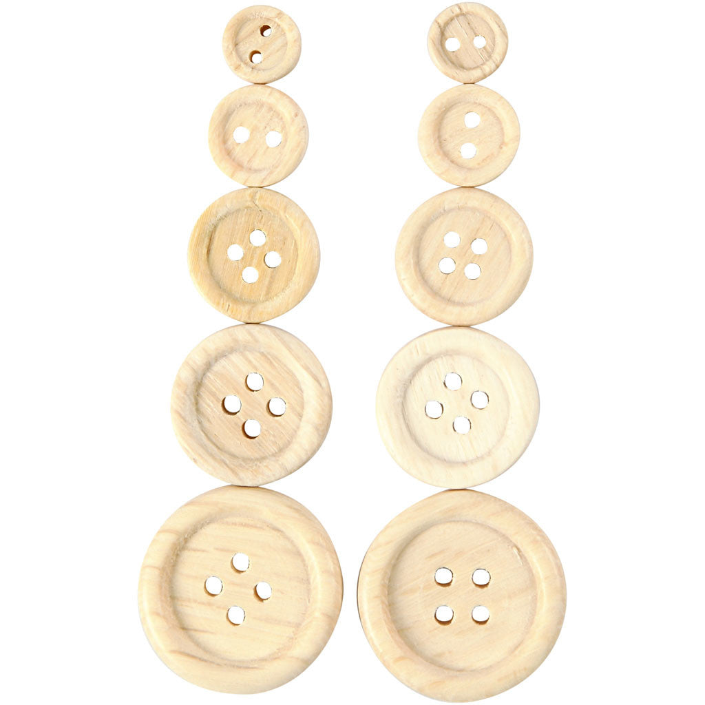 Boutons en bois, d 8+11+15+18+23 mm, 440 pièces/ 1 Pq. [HOB-40309]