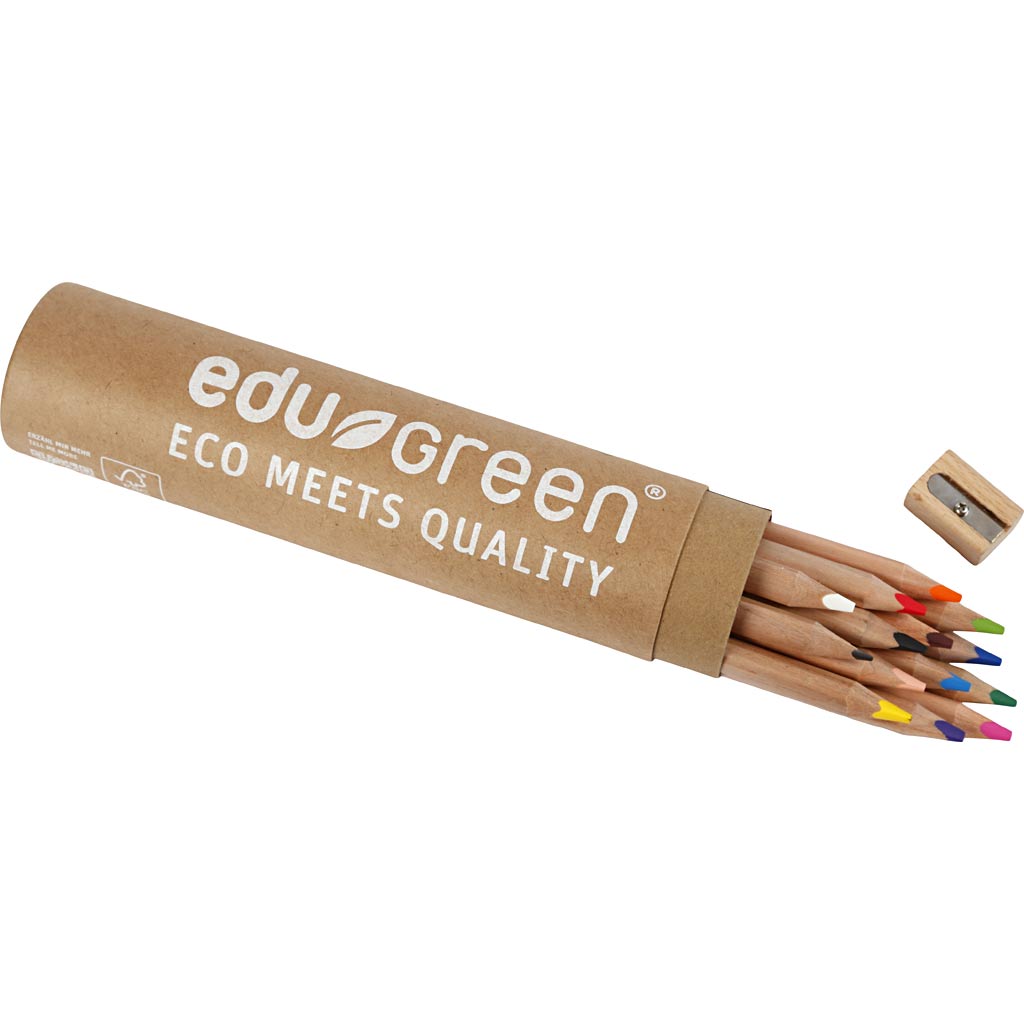 Crayons de Couleur Jumbo Edugreen, mine 5 mm, ass. de couleurs, 12 pièces/ 1 Pq. [HOB-408114]